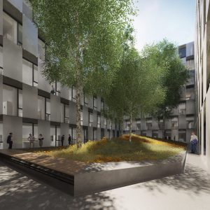 Az új beépítés belső udvara